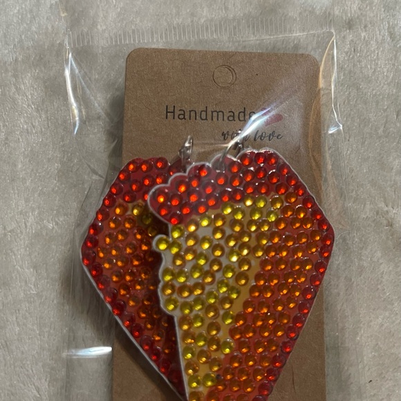 Pumpkin pie Rhinestones Handcrafted earrings - Picture 4 of 6